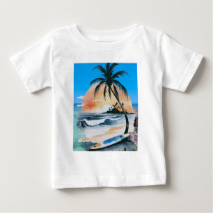 Camiseta De Bebé sol de marBrilla y palmera en la playa