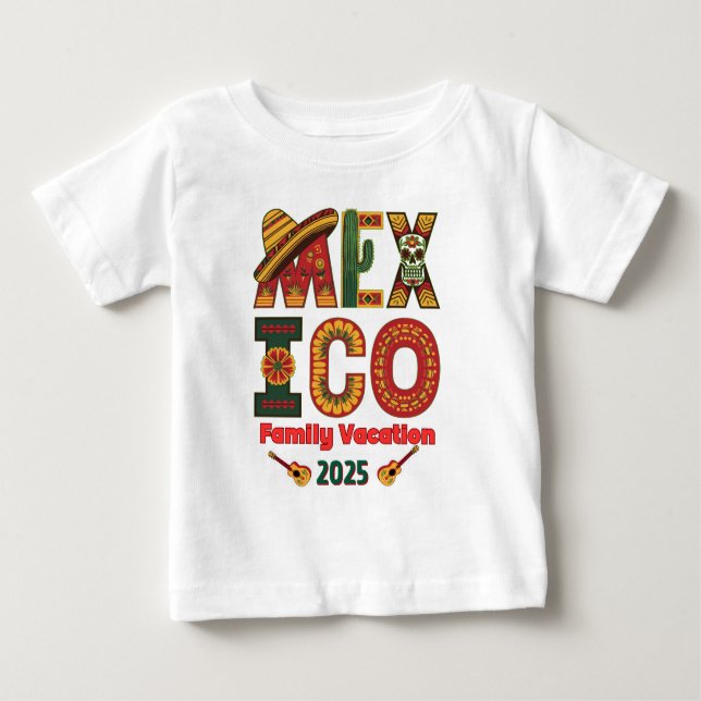 Camiseta De Bebé Sol, diversión y Recuerdos para familias en México (Anverso)