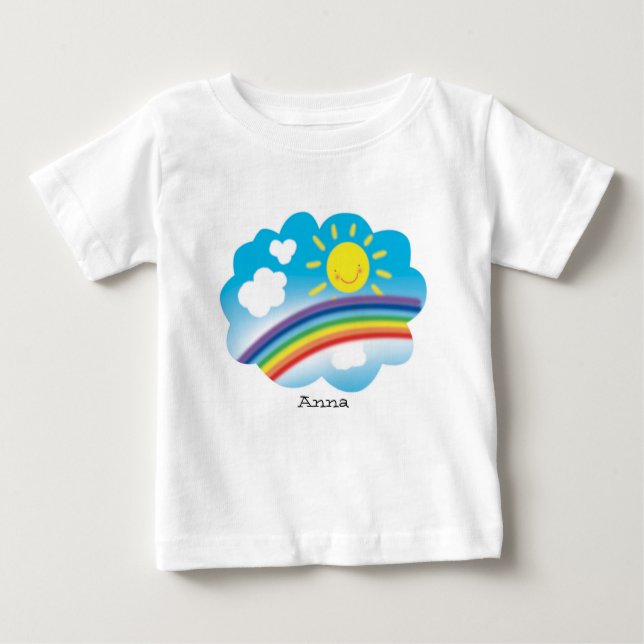 Camiseta De Bebé sol y arco iris, imagen personalizado, personaliza (Anverso)