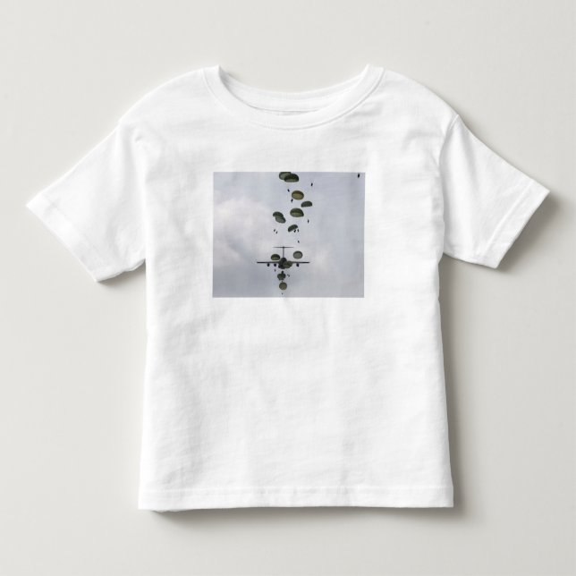 Camiseta De Bebé Soldados del ejército saltan de un Globemaster II  (Anverso)