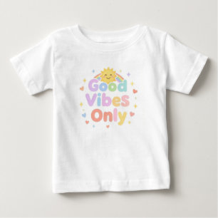 Camiseta De Bebé Sólo buenas vibras texto pastel lindo