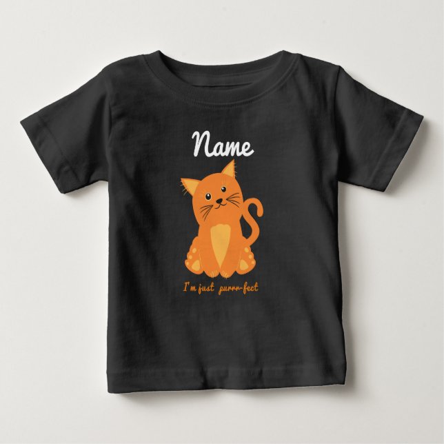 Camiseta De Bebé Sólo Purrfect Cuote Con Naranja Kitten (Anverso)
