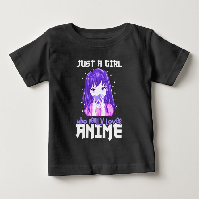 Camiseta De Bebé Solo Una Chica Que Realmente Ama El Anime En Morad (Anverso)