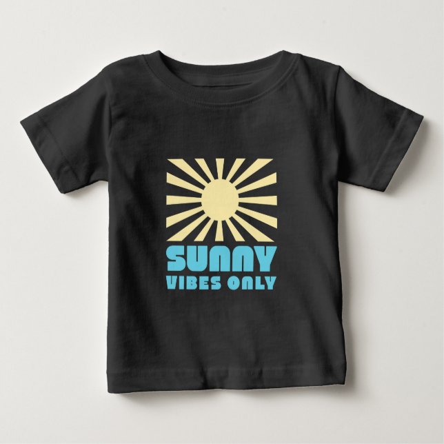 Camiseta De Bebé Sólo Vibes Sunny - Gráfico Retro Sunshine Negrita (Anverso)
