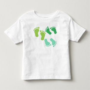 CAMISETA DE BEBÉ SOMBRAS DE PIES DE BEBÉ VERDES