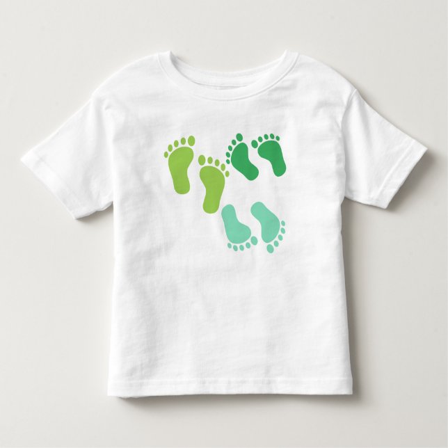 CAMISETA DE BEBÉ SOMBRAS DE PIES DE BEBÉ VERDES (Anverso)