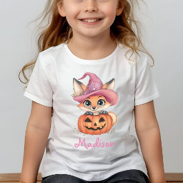 Camiseta De Bebé Sombrero de Bruja de Calabaza con Nombre Personali