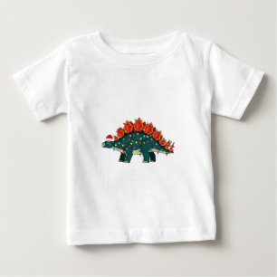Camiseta De Bebé Sombrero de Santa de Ankylosaurus Dinosaurio Luces