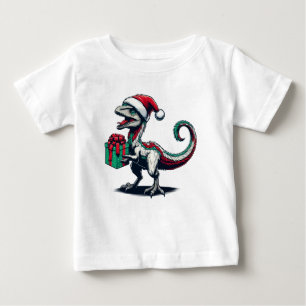 Camiseta De Bebé sombrero de Santa de Navidad raptor
