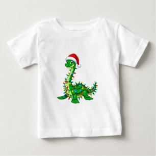 Camiseta De Bebé Sombrero de Santa Dinosaurio Brontosaurio Luces de