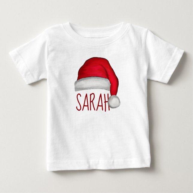 Camiseta De Bebé Sombrero de Santa Hat pintado con el rojo capricho (Anverso)