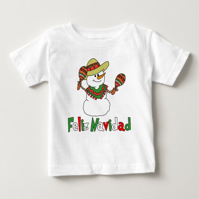 Camiseta De Bebé Sombrero Maracas del muñeco de nieve del dibujo (Anverso)