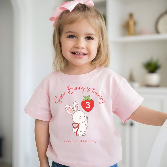 Camiseta De Bebé Some Bunny Strawberry Pink Birthday Photo (Subido por el creador)