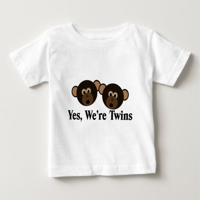 Camiseta De Bebé Somos gemelos 2 niños monos (Anverso)