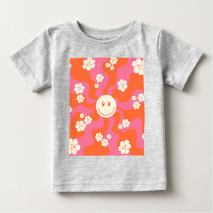 Camiseta De Bebé Sonrisa - rosa, Naranja y crema