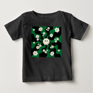 Camiseta De Bebé Sonrisa - Verde, Crema y Negro