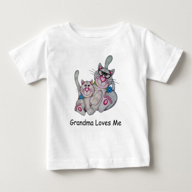 Camiseta De Bebé SOo Cute "La abuela me ama", Cat Rufled Tee (Anverso)