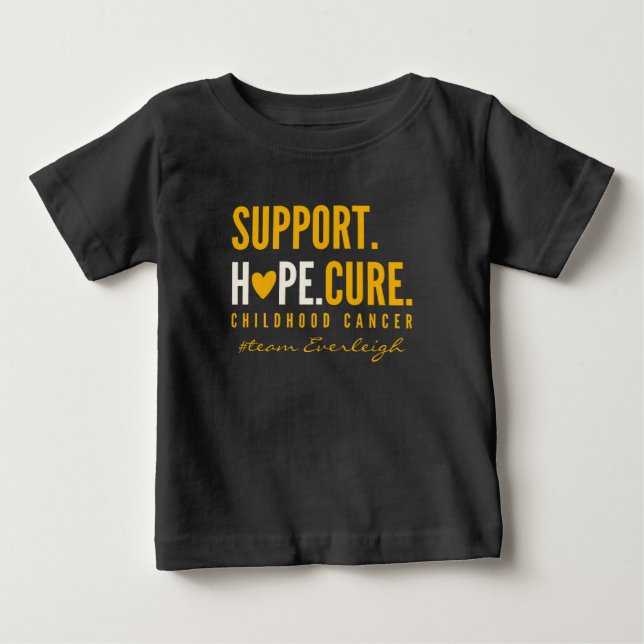 Camiseta De Bebé soporte para cáncer infantil Nombre personalizado  (Anverso)