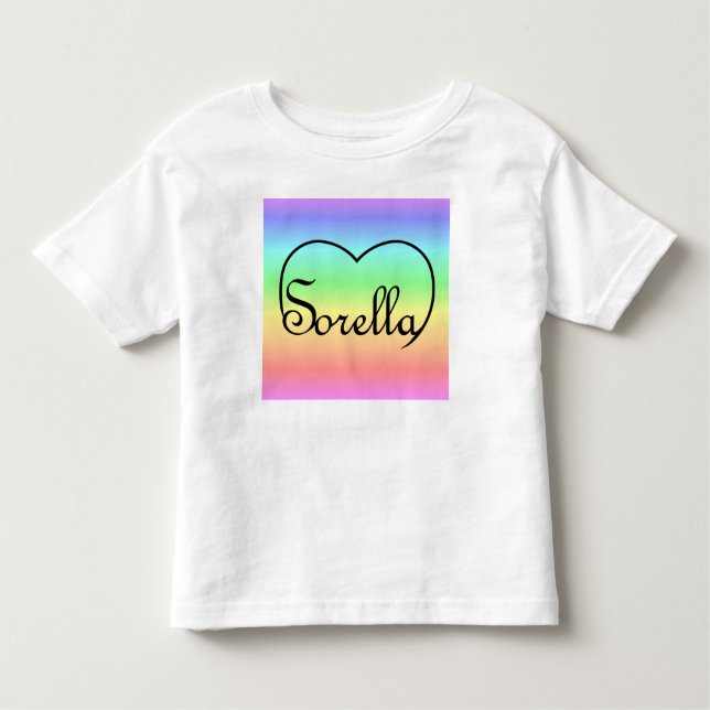 Camiseta De Bebé Sorella Hermana Italiana Corazón Arcoiris (Anverso)