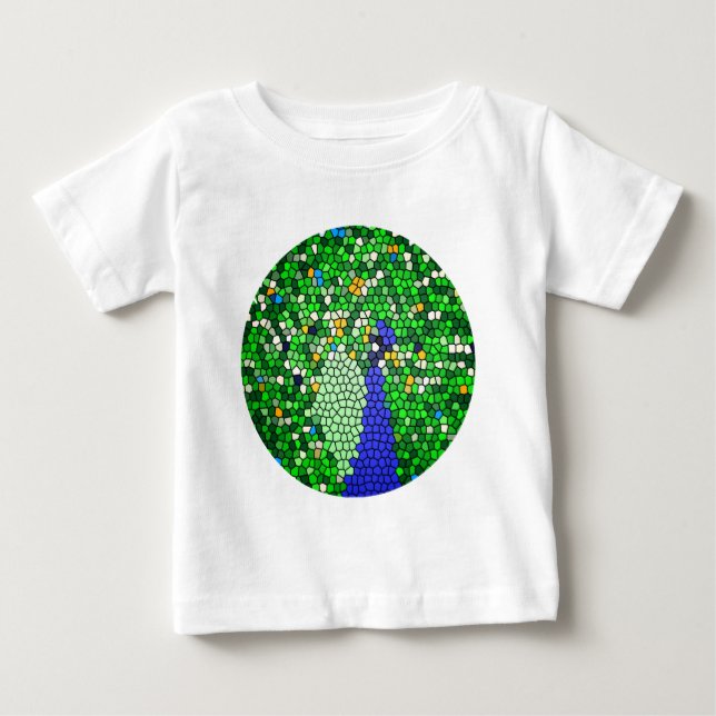 Camiseta De Bebé Sorprendentes regalos de arte en mosaico Peacock p (Anverso)