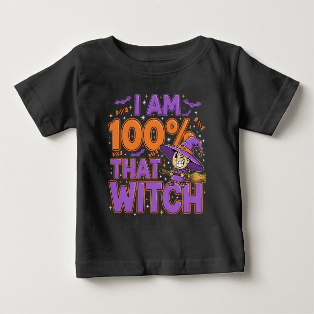Camiseta De Bebé Soy 100% esa diversión de bruja de Halloween (Anverso)