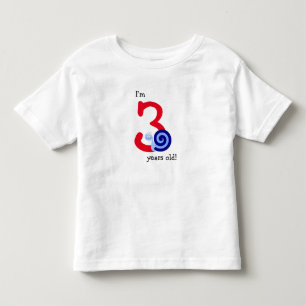 Camiseta De Bebé "Soy 3 años!" + Caracol azul feliz lindo