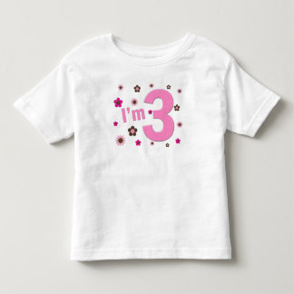 Camiseta De Bebé "Soy 3" rosa y las flores de Brown