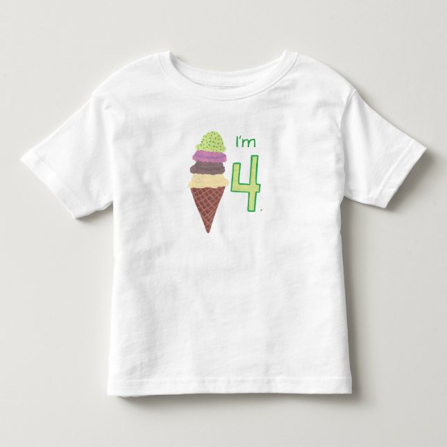 Camiseta De Bebé Soy 4, cuatro cucharadas de helado en las (Anverso)