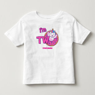 Camiseta De Bebé Soy Dos Donut de Cumpleaños de Unicornio