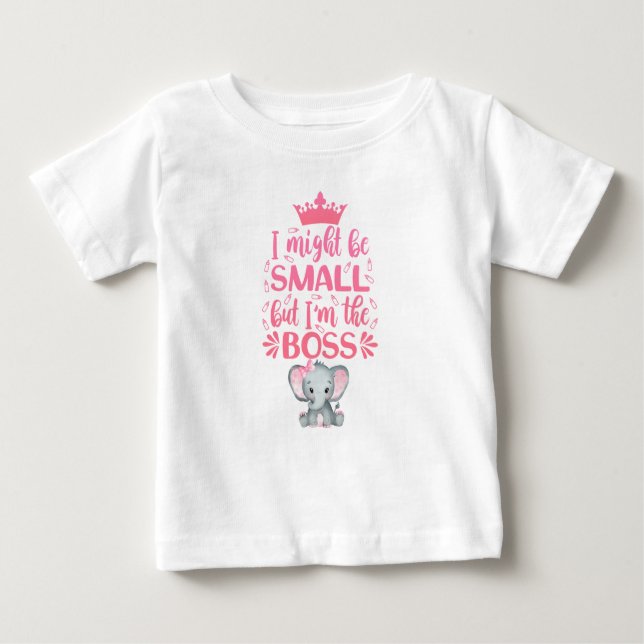 Camiseta De Bebé Soy el Jefe Elefante Rosa (Anverso)