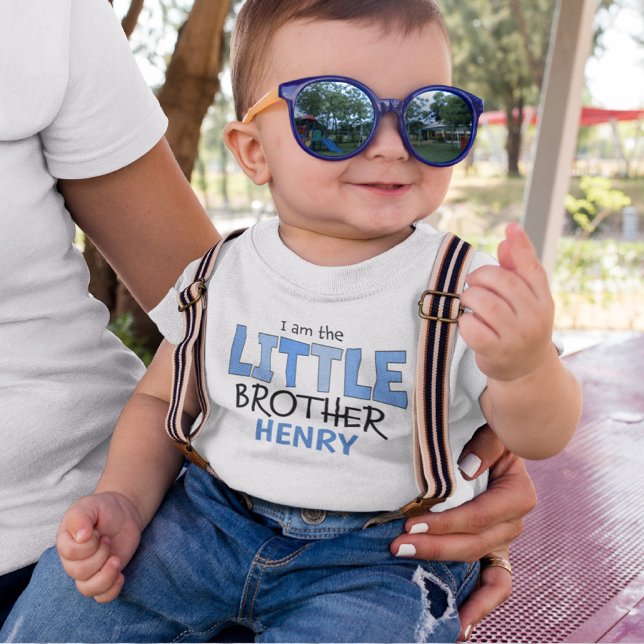 Camiseta De Bebé Soy el Pequeño Hermano Whimsical Cute Blue (Subido por el creador)