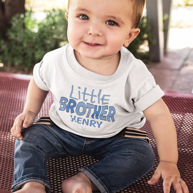 Camiseta De Bebé Soy el Pequeño Hermano Whimsical Cute Blue (Subido por el creador)