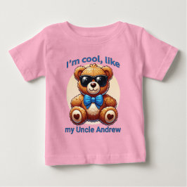 Camiseta De Bebé Soy Guay Teddy Bear con Personalizable Blue Bow