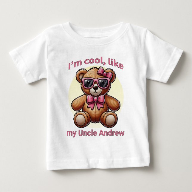 Camiseta De Bebé Soy Guay Teddy Bear con Personalizable de oso rosa (Anverso)