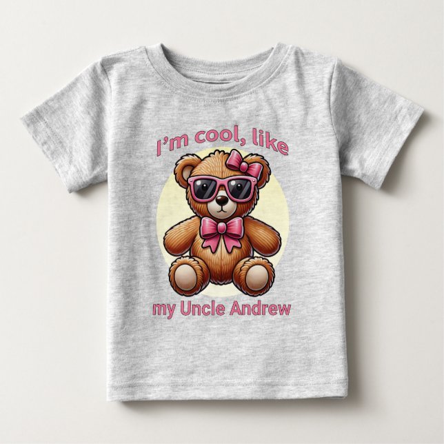 Camiseta De Bebé Soy Guay Teddy Bear con Personalizable de oso rosa (Anverso)