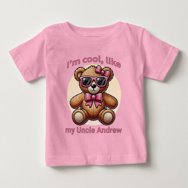 Camiseta De Bebé Soy Guay Teddy Bear con Personalizable de oso rosa (Anverso)