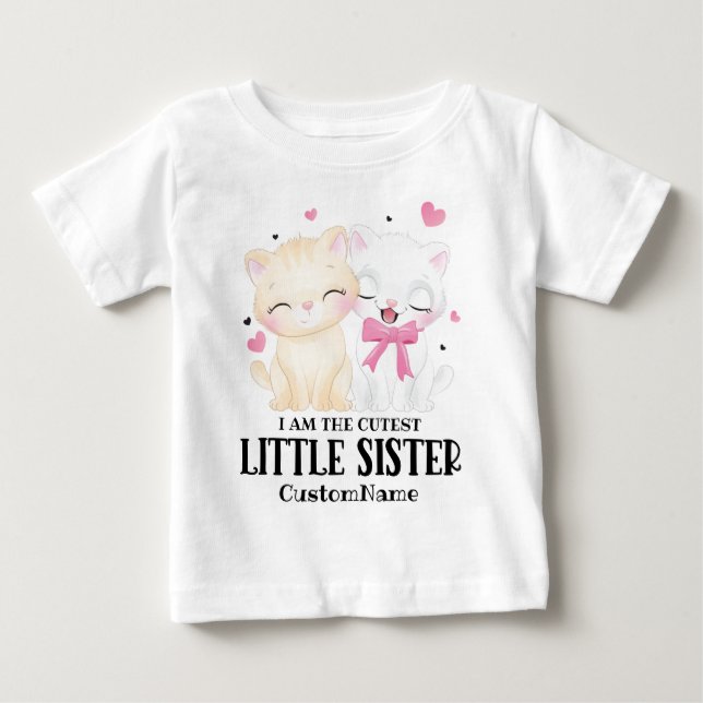 Camiseta De Bebé Soy la hermana más linda Personalizado de gatos (Anverso)