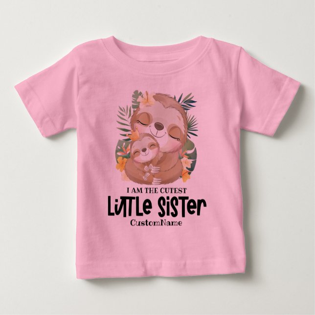 Camiseta De Bebé Soy la Hermana Más Pequeña y Adorable Perezosos Pe (Anverso)