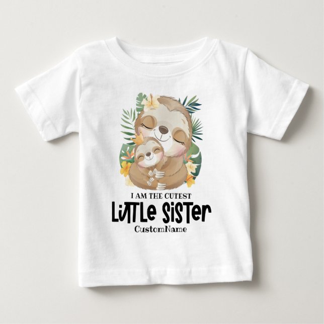 Camiseta De Bebé Soy la Hermana Más Pequeña y Adorable Perezosos Pe (Anverso)