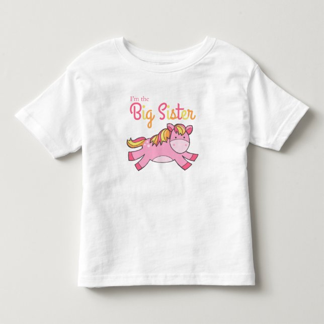 Camiseta De Bebé Soy la hermana mayor - Pony Rosa lindo (Anverso)