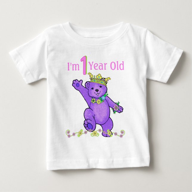 Camiseta De Bebé Soy la princesa de un año Teddy Bear (Anverso)