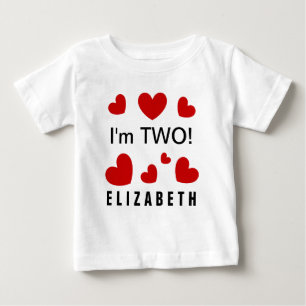 Camiseta De Bebé Soy nombre de encargo de dos corazones rojos