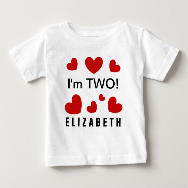 Camiseta De Bebé Soy nombre de encargo de dos corazones rojos (Anverso)