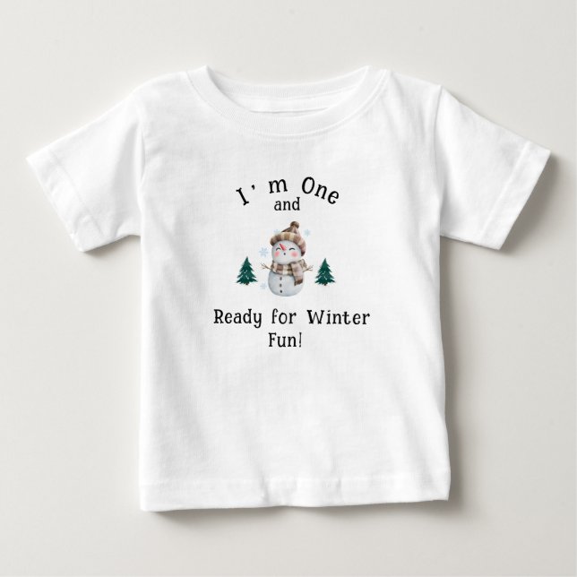 Camiseta De Bebé ¡Soy One y listo para divertirse en invierno! - Cu (Anverso)