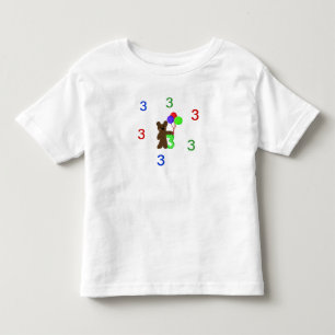 Camiseta De Bebé Soy tres con un osito de peluche y globos