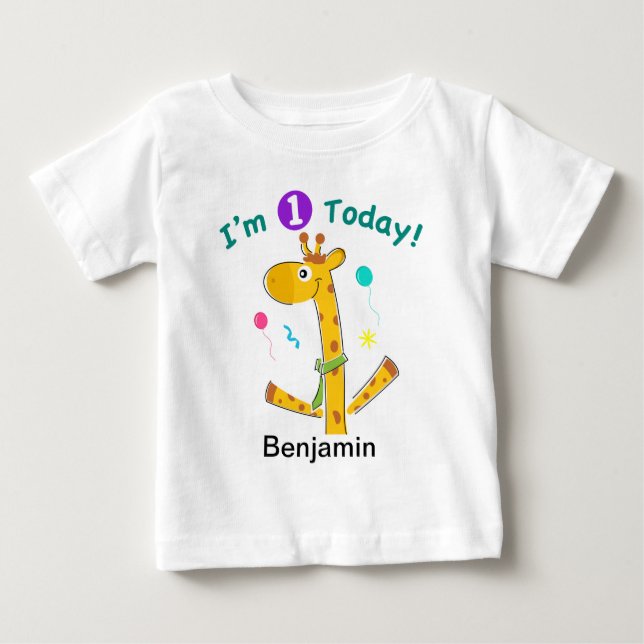 Camiseta De Bebé Soy un día - Diseño de jirafa (Anverso)