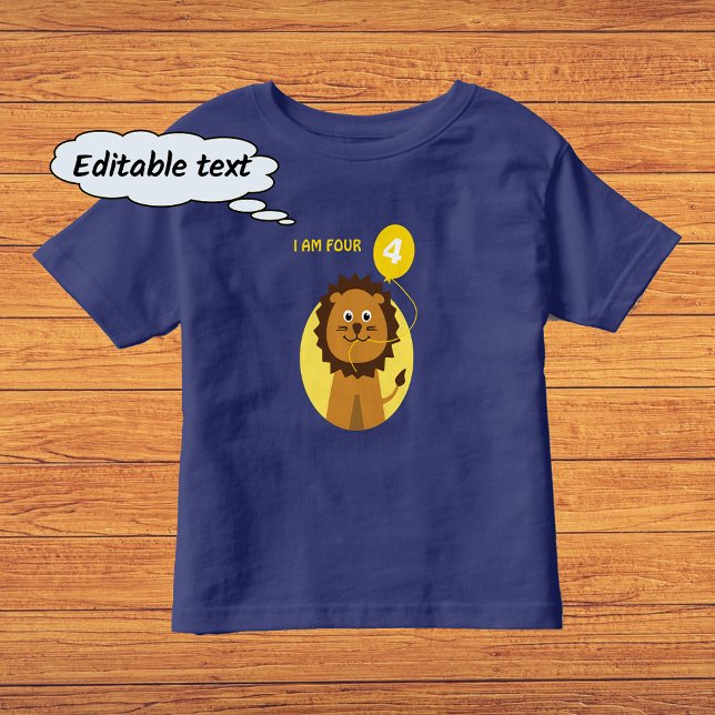 Camiseta De Bebé Soy un globo amarillo de león (This example is the navy blue t-shirt color option)