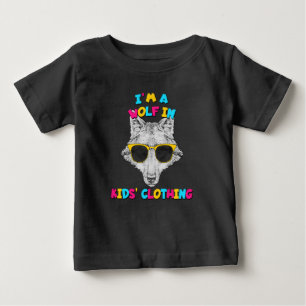 Camiseta De Bebé Soy un lobo con ropa de niños texto colorido