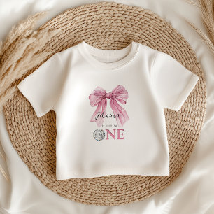 Camiseta De Bebé Sparkle Pink Coquette Bow 1