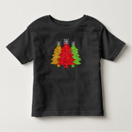 Camiseta De Bebé Sparkling rojo dorado verde árbol de Navidad copo